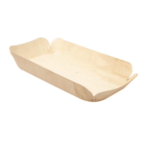 Barquette rectangulaire en bois 22.5 x 11 x 3 cm - pack de 200 unités