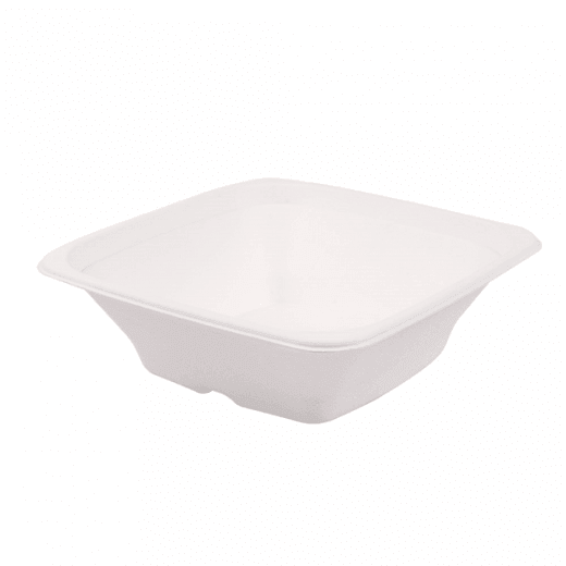 Saladier carré en cellulose naturelle fibre de canne à sucre  Blanc - 700 ml - carton de 400 unités