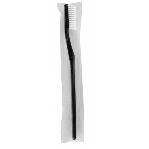 Brosse à dent noire en sachet individuel 15.5 cm  - Pack de 100 unités