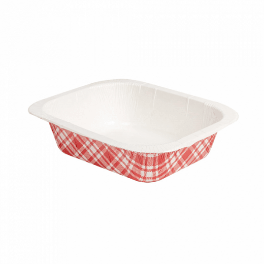 Barquette thermoscellable vichy en carton Gastronorm 1/8 - 505 ml - carton de 720 unités