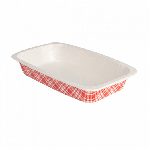 Barquette thermoscellable vichy en carton Gastronorm 1/4 - 1210 ml - carton de 400 unités