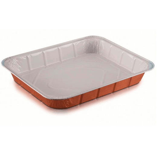 Barquette rectangulaire en aluminium laqué micro-ondable - 2625 ml - 32.2x26.2x4(h)cm - Pack de 50 unités