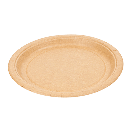 Assiette kraft en carton bio-laquées 22 cm ingraissable et biodégradable - carton de 400 unités