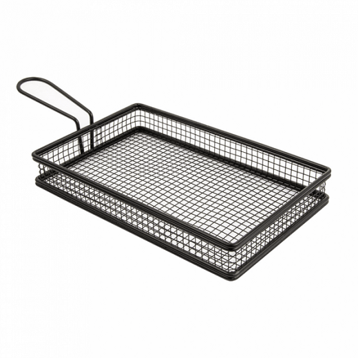 mini friteuse allongée epoxy noir pour frites ou autres - 24x15x3.5(h)cm - Pack de 6