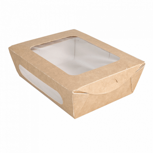 Boite salade en carton avec fenêtre 700 ml - 16 x 12 x 5 cm - carton de 200 unités