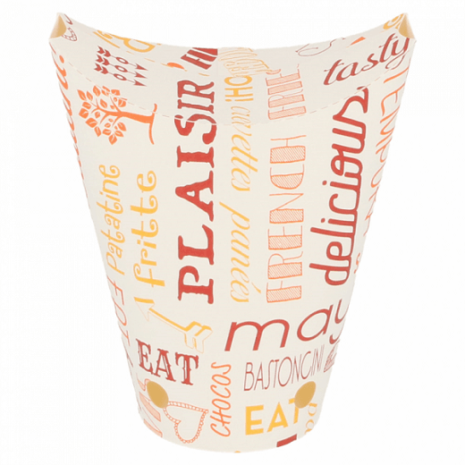 Gobelet à frites avec fermeture rabattable en carton Parole 360 ml - pack de 100 unités