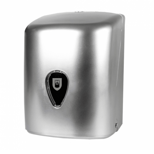 Distributeur pour rouleaux essuie mains par dévidoir central en ABS Gris argenté - 20.7x22x32.1 cm