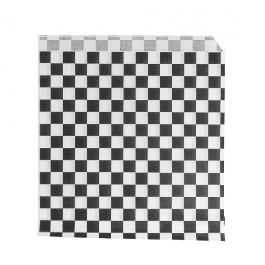 Sac burger Vichy Noir ouvert sur 2 côtés 13 x 14 cm - pack de 1000 unités