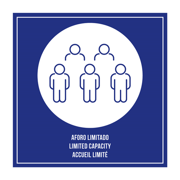 Plaque de signalisation auto adhésive accueil limité 12 x 12 cm en méthacrylate