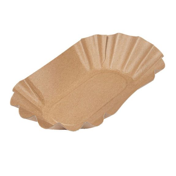 Plateau en carton ovale kraft pâtisseries & fast-foods 17.5 x10.5 x 3 cm - pack de 2000 unités