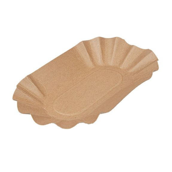 Plateau en carton ovale kraft pâtisseries & fast-foods 19.5 x11 x 3.2 cm - pack de 1000 unités