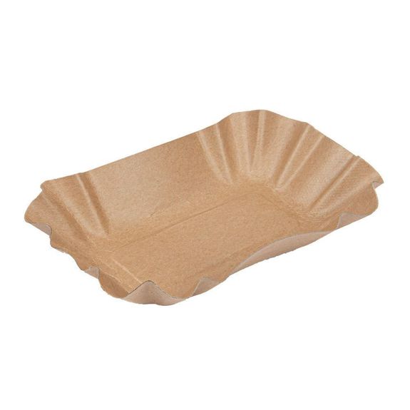 Plateau en carton ovale kraft pâtisseries & fast-foods 14 x 9 x 3 cm - pack de 2000 unités