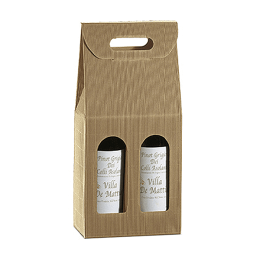 Etui 2 bouteilles 18x9x34 cm Carton ondulé  - Pack de 30