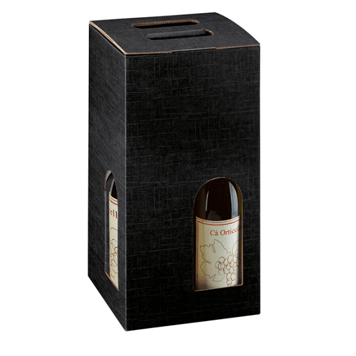 Etui 4 bouteilles 18x18x34 cm en carton - Noir  - Pack de 20