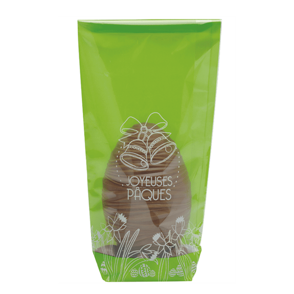 Sachet avec fond PP CLOCHE VERT (PÂQUES) 100 x 220 mm - carton de 1000 unités
