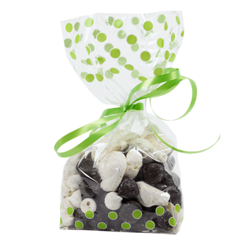 Sachet soufflet pour moulage POIS VERT (PÂQUES) 160 + (2x40) x 420 mm - carton de 100 unités