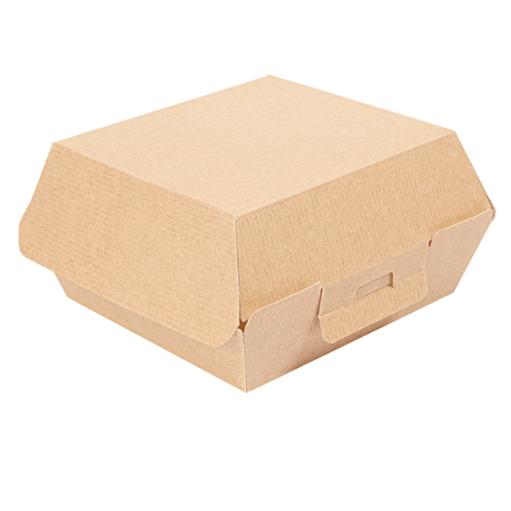 Coque burger standard en carton nano-micro KRAFT 13x12.5x6.2 cm - paquet de 50 unités