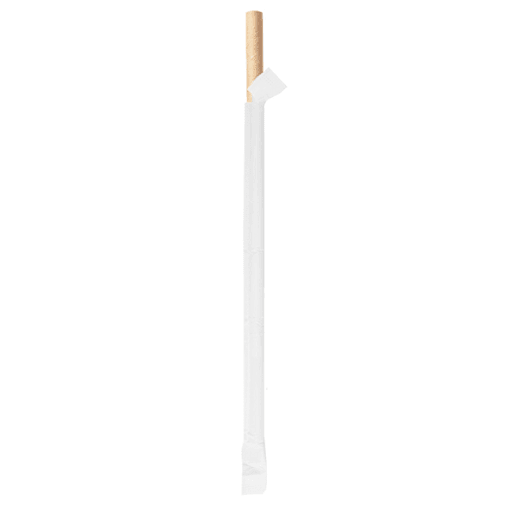 Paille kraft en sachet individuel en PAPIER recyclable 0.8 x 20 cm - carton de 3000 pailles
