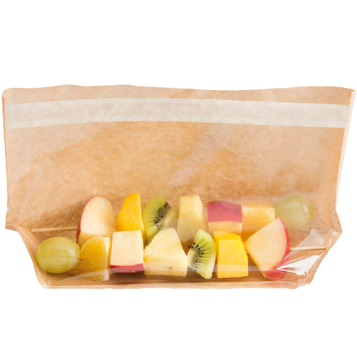 Sachet Kraft autoadhésif avec base large et fenêtre 27x15x4 cm  - pack de 100 unités