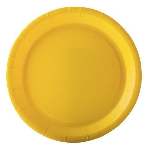Assiette Jaune en carton bio-laquées 22 cm ingraissable et biodégradable - carton de 400 unités