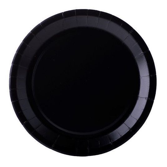 Assiette Noire en carton bio-laquées 18 cm ingraissable et biodégradable - carton de 380 unités