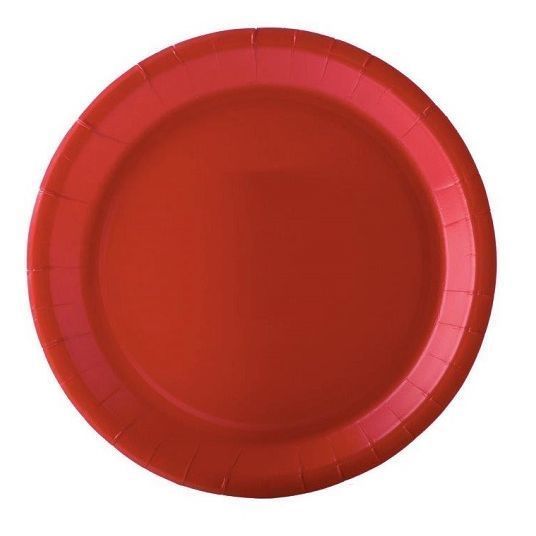 Assiette Rouge en carton bio-laquées 18 cm ingraissable et biodégradable - carton de 380 unités