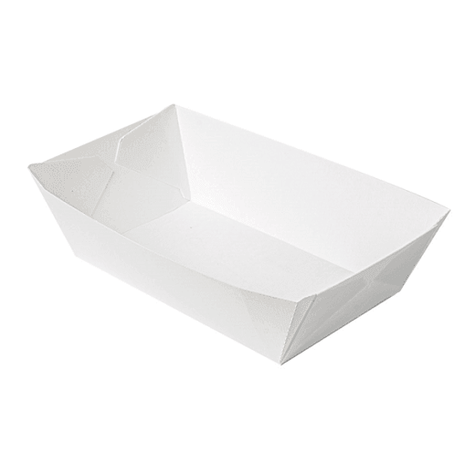 Barquette à frites carton ondulé BLANCHE nano-micro 2400g - 17 x 9.7 x 6.3 cm - carton de 600 unités