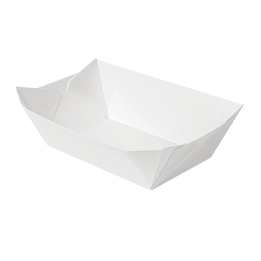 Barquette à frites carton ondulé BLANCHE nano-micro 480g - 10 x 6.2 x 4.8 cm - carton de 1800 unités