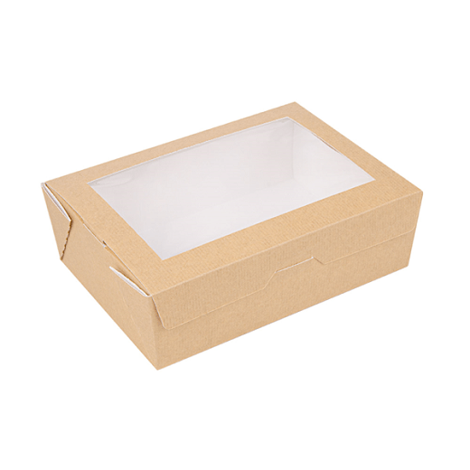 Boîte salade en carton nano-micro avec fenêtre 1000 ml - 12x17x5.5cm - carton de 200 unités