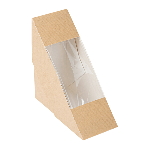 Boîte sandwich triangle simple en carton nano-micro avec fenêtre - 12.4x12.4x5.5cm - carton de 500 unités