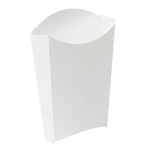 Pochette à frites BLANCHE en carton nano-micro 190g - 14.5x9.5x18cm - carton de 1200 unités
