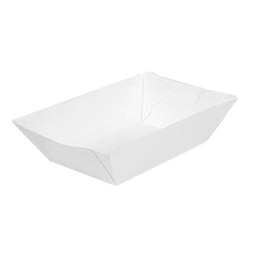 Barquette à frites carton ondulé BLANCHE nano-micro 120g - 7.4 x 4.8 x 3.3 cm - carton de 2400 unités