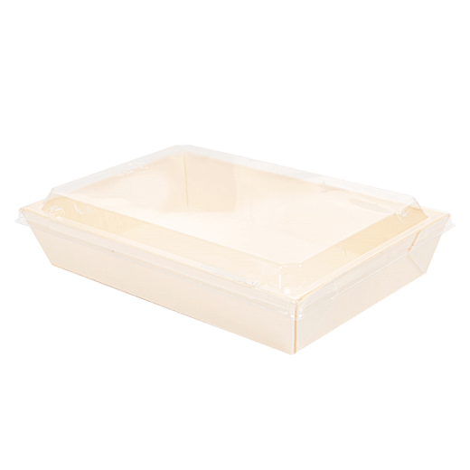 Combo barquette en bois et couvercle en PET 19 x 12.5 x 4 cm - carton de 200 unités