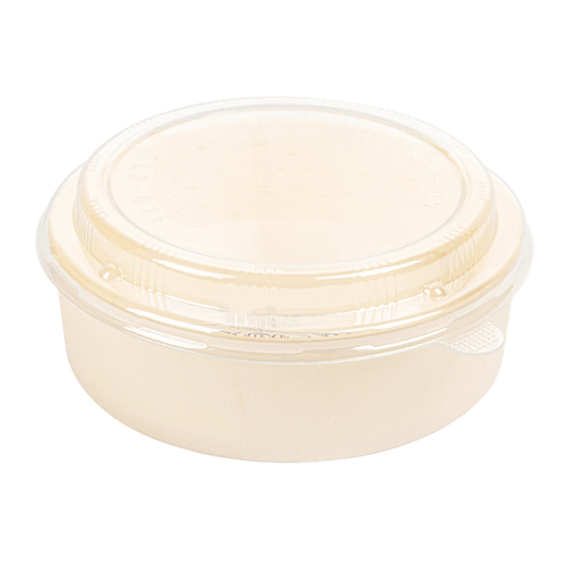 Combo barquette en bois et couvercle en PET 14.5 x 4.5 cm - carton de 100 unités