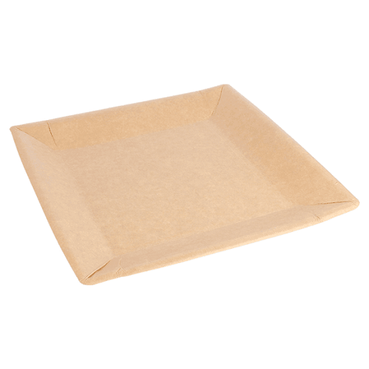 Assiette kraft en carton bio-laquées 23 x 23 cm ingraissable et biodégradable - carton de 400 unités