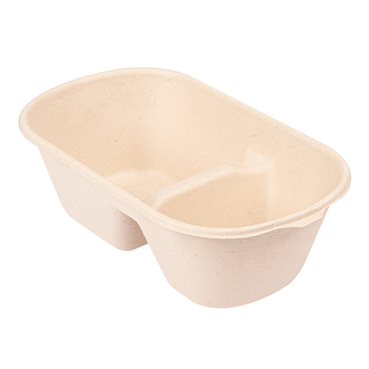 Lunch box 2 compartiments 1000 ml  - Bagasse - 22 x 12.9 x 6.85 cm - carton de 500 unités