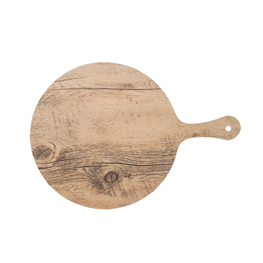 Plateau avec manche en melamine imitation bois rond  - 38x53 cm - Pack de 3 unités