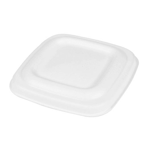 Couvercle pour pot à sauce carré en bagasse - Blanc - carton de 600 unités