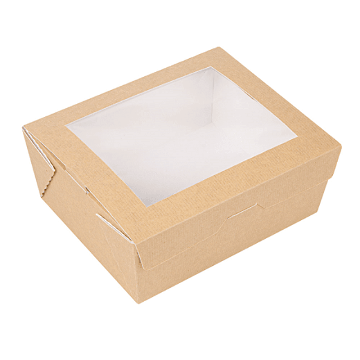 Boîte salade en carton nano-micro avec fenêtre 1350 ml - 15.3x12.1x6.4 cm - carton de 200 unités
