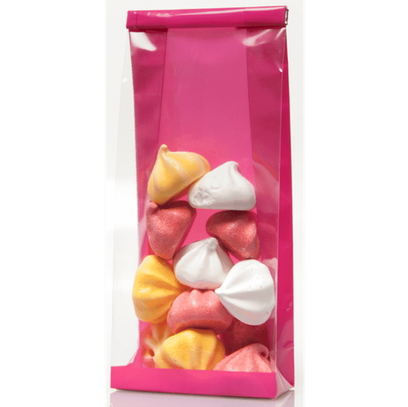 Sachet SOS fond PP FRAMBOISE 80 + 40 x 200 mm - paquet de 50 unités