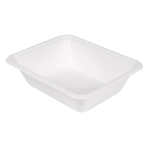 Plateau en bagasse  - Blanc - 23.1x18.7x6.3 cm- carton de 400 unités