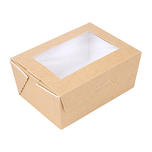 Boîte salade en carton nano-micro avec fenêtre 500 ml - 8.5x12x5.5cm - paquet de 50 unités