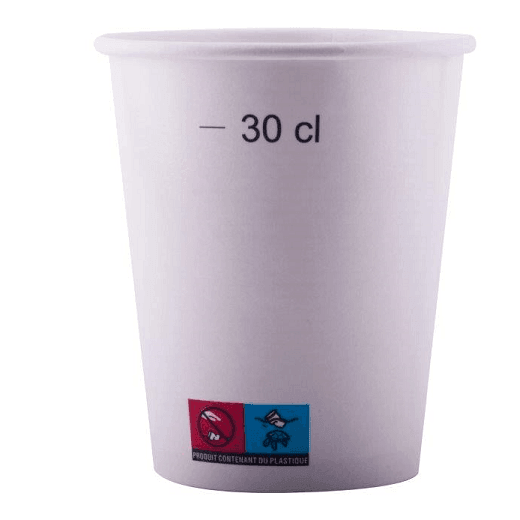 Gobelet en carton BLANC 41 cl pour boissons chaudes et boissons froides - carton de 1000 unités