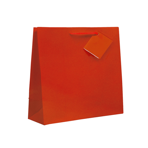 Sac boutique plastifié avec anse 12+7x16cm Rouge -  Carton de 100 unités