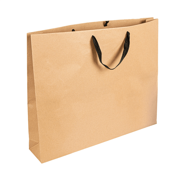 Sac boutique kraft avec poignée en coton noir 52+10x42 cm -  carton de 50 unités