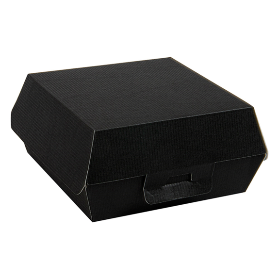 Coque burger large en carton nano-micro NOIRE 14x13.7x6.1 cm - carton de 500 unités