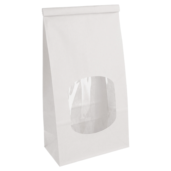 Sachet BLANC SOS avec auto-fermeture et fenêtre 1.9 litres 12 + 6.5 x 24.6 cm - carton de 500 unités