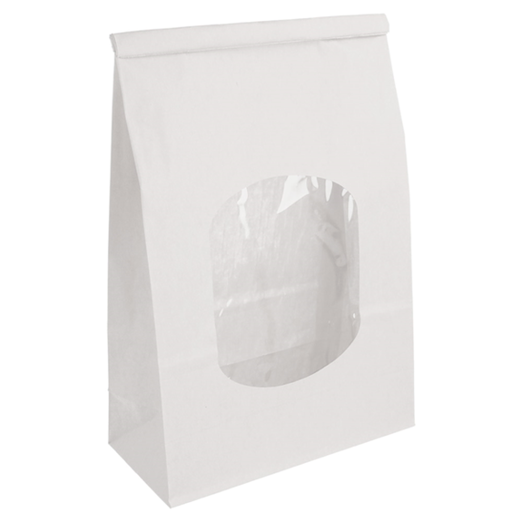 Sachet BLANC SOS avec auto-fermeture et fenêtre 2.6 litres 15.5 + 7 x 24.2 cm - carton de 500 unités