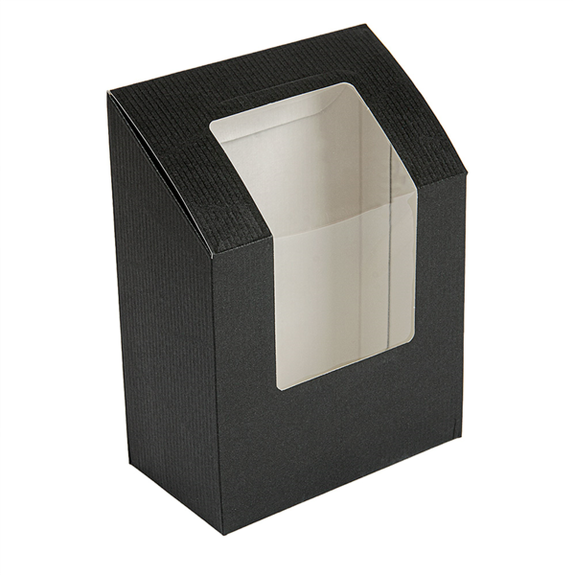 Boîte wraps et tacos en carton NOIR nano-micro avec fenêtre - 9.2x5.1x9.2x12.5cm - carton de 600 unités