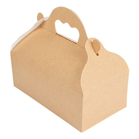 Boîte pâtissière kraft avec anse 10x18x7(h) cm - carton de 300 unités